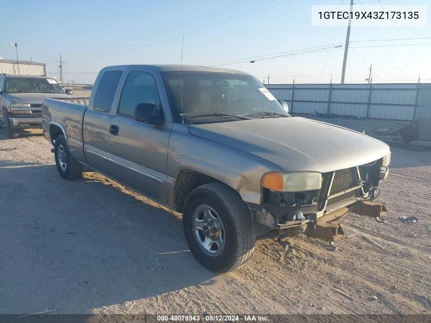 2003 GMC Sierra 1500 Sle VIN: 1GTEC19X43Z173135 Lot: 40078943