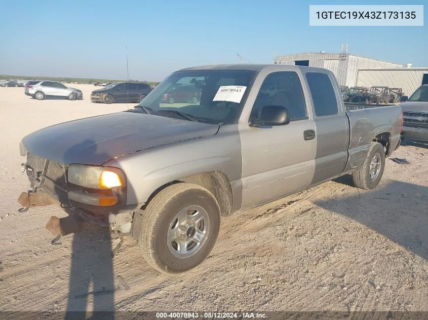 2003 GMC Sierra 1500 Sle VIN: 1GTEC19X43Z173135 Lot: 40078943