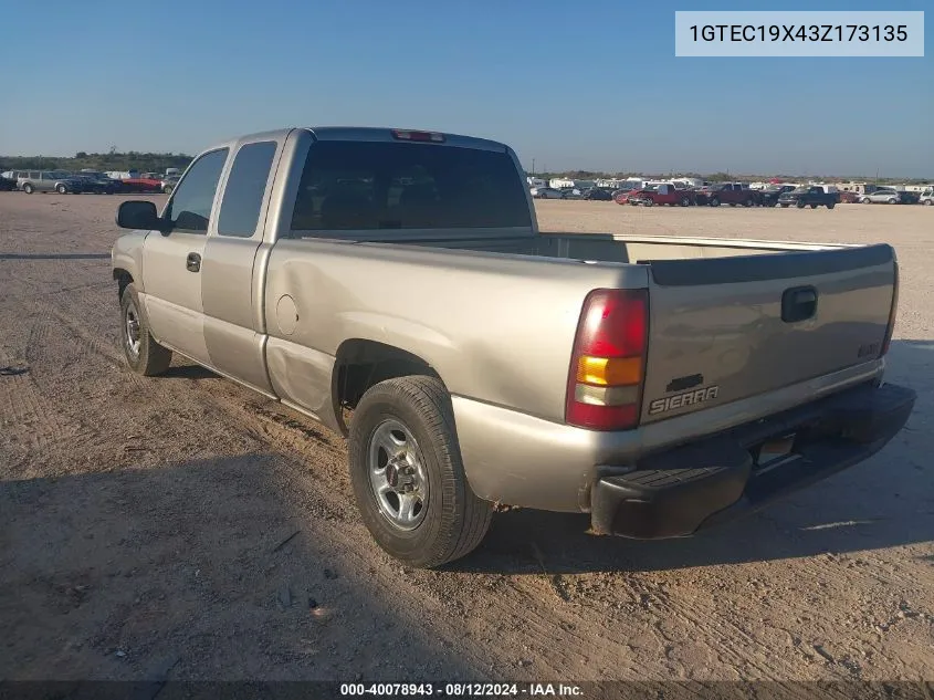 2003 GMC Sierra 1500 Sle VIN: 1GTEC19X43Z173135 Lot: 40078943