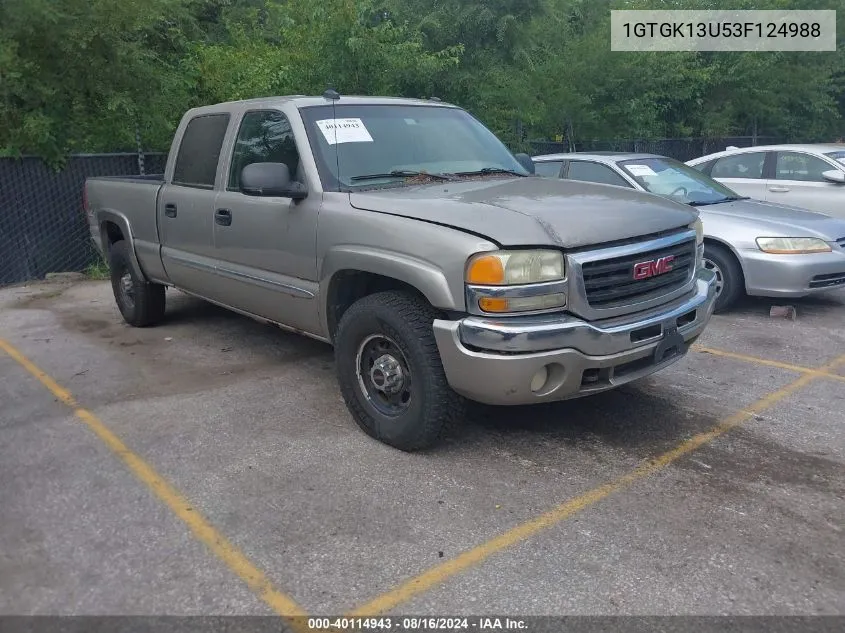 2003 GMC Sierra 1500Hd Slt VIN: 1GTGK13U53F124988 Lot: 40114943