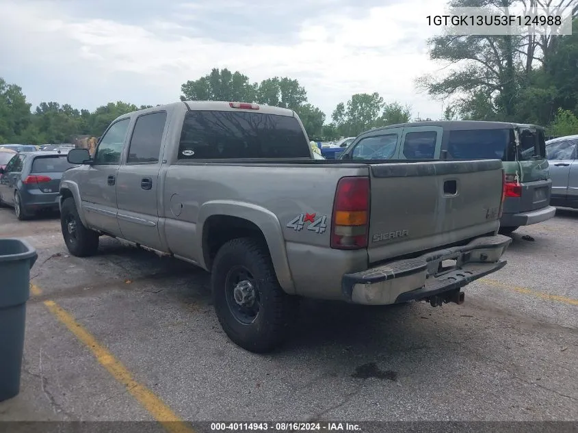 2003 GMC Sierra 1500Hd Slt VIN: 1GTGK13U53F124988 Lot: 40114943