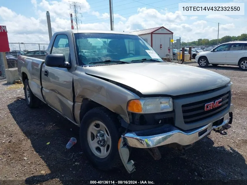 2003 GMC Sierra 1500 Work Truck VIN: 1GTEC14V43Z332550 Lot: 40136114