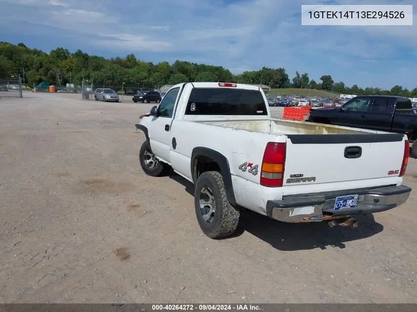 2003 GMC Sierra 1500 Work Truck VIN: 1GTEK14T13E294526 Lot: 40264272