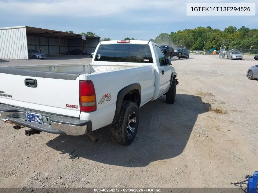 2003 GMC Sierra 1500 Work Truck VIN: 1GTEK14T13E294526 Lot: 40264272