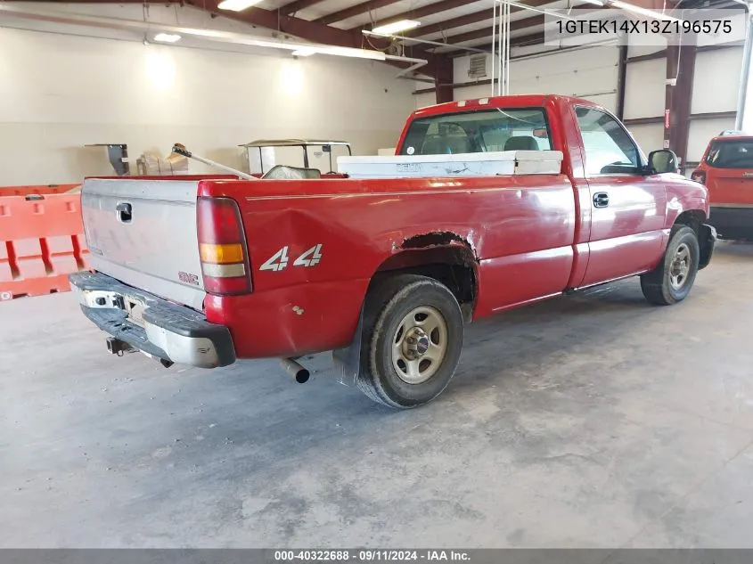 2003 GMC Sierra 1500 Work Truck VIN: 1GTEK14X13Z196575 Lot: 40322688