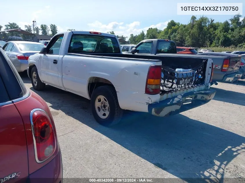 2003 GMC Sierra 1500 VIN: 1GTEC14XX3Z170750 Lot: 40342008