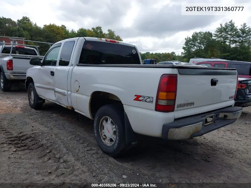 2003 GMC Sierra 1500 Sle VIN: 2GTEK19T331360777 Lot: 40355206