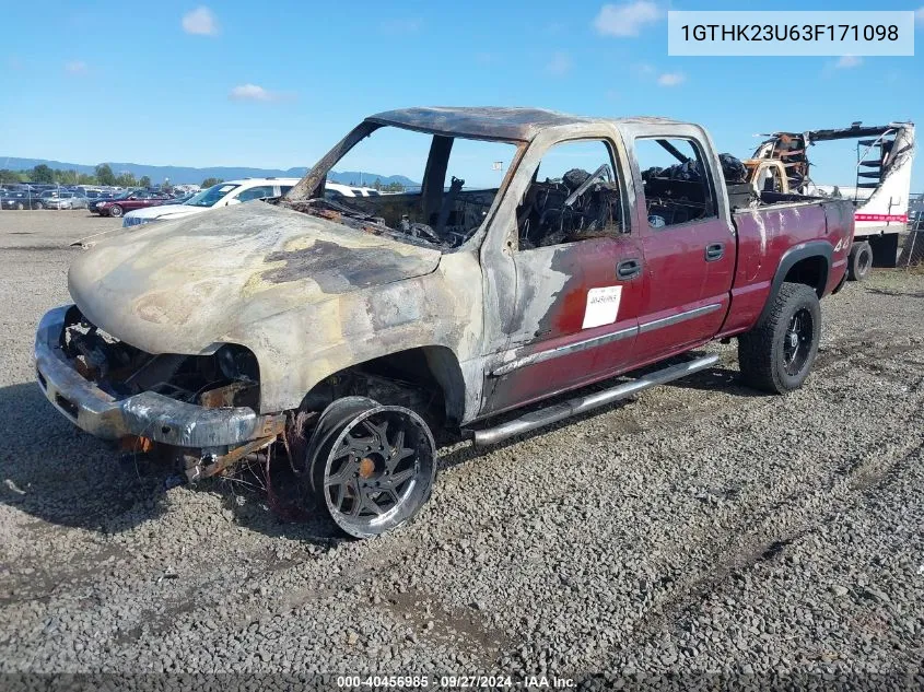 2003 GMC Sierra 2500Hd Slt VIN: 1GTHK23U63F171098 Lot: 40456985