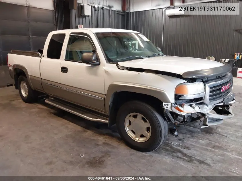 2003 GMC Sierra 1500 Sle VIN: 2GTEK19T931170062 Lot: 40461641