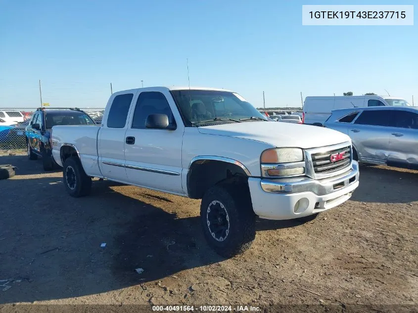 2003 GMC Sierra 1500 Sle VIN: 1GTEK19T43E237715 Lot: 40491564