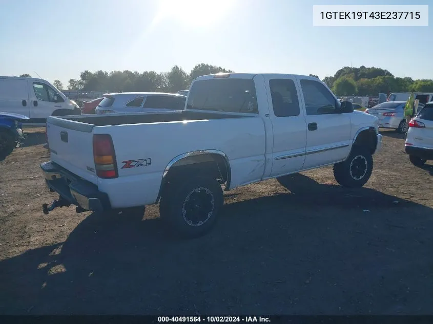 2003 GMC Sierra 1500 Sle VIN: 1GTEK19T43E237715 Lot: 40491564