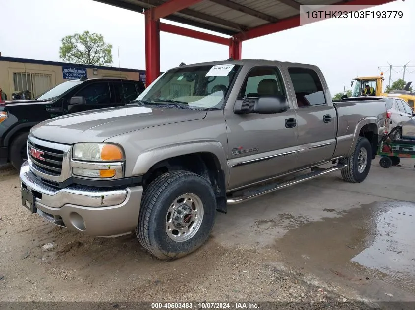 2003 GMC Sierra 2500Hd K2500 Heavy Duty VIN: 1GTHK23103F193779 Lot: 40503483