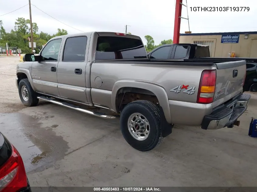 2003 GMC Sierra 2500Hd K2500 Heavy Duty VIN: 1GTHK23103F193779 Lot: 40503483