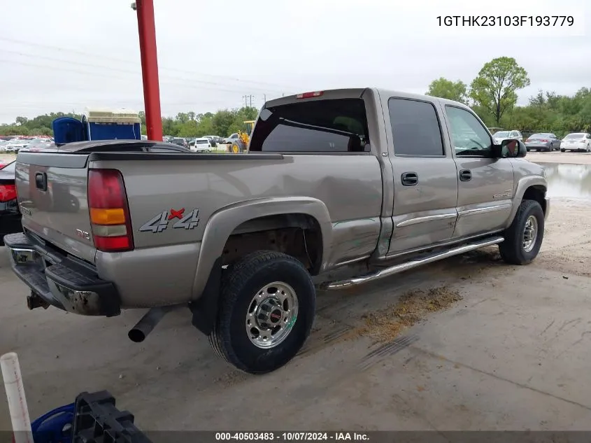 2003 GMC Sierra 2500Hd K2500 Heavy Duty VIN: 1GTHK23103F193779 Lot: 40503483