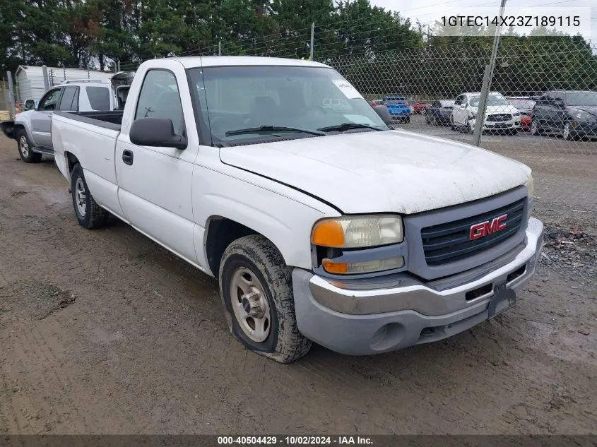 2003 GMC Sierra 1500 Work Truck VIN: 1GTEC14X23Z189115 Lot: 40504429