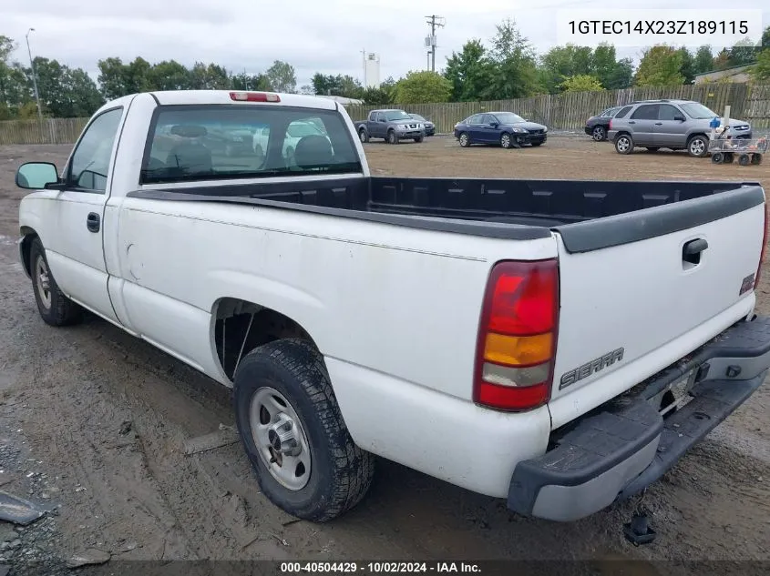 2003 GMC Sierra 1500 Work Truck VIN: 1GTEC14X23Z189115 Lot: 40504429