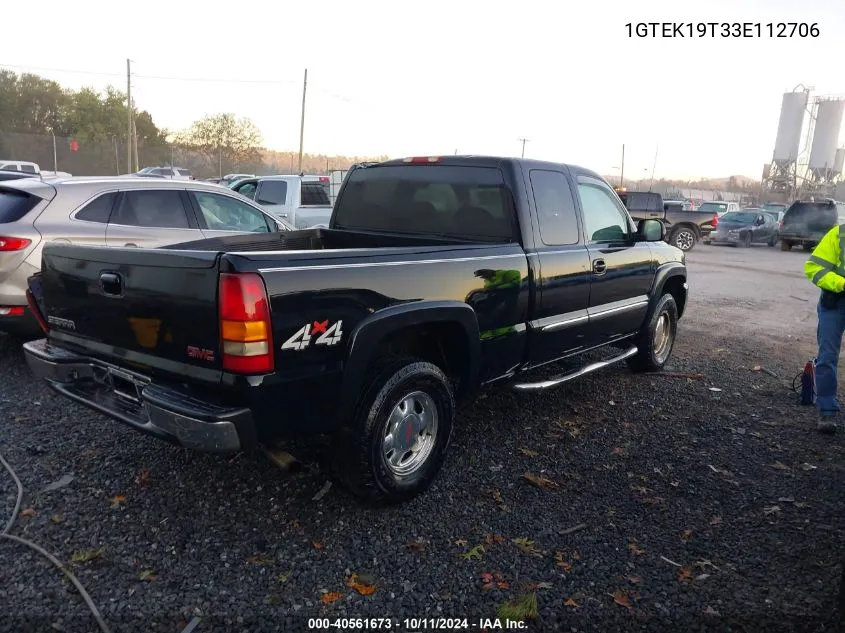 2003 GMC New Sierra K1500 VIN: 1GTEK19T33E112706 Lot: 40561673