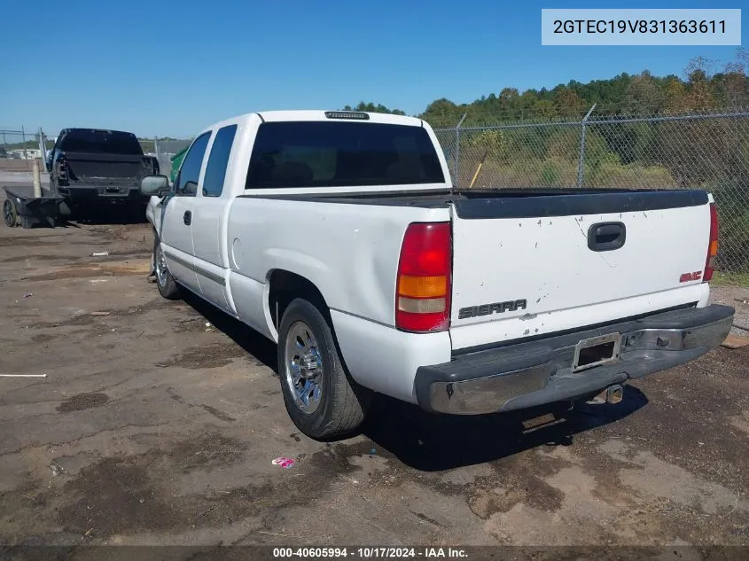 2003 GMC Sierra 1500 VIN: 2GTEC19V831363611 Lot: 40605994