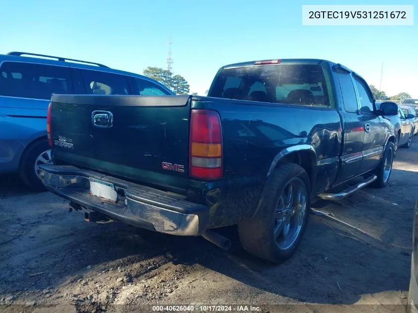 2003 GMC Sierra 1500 Sle VIN: 2GTEC19V531251672 Lot: 40626040