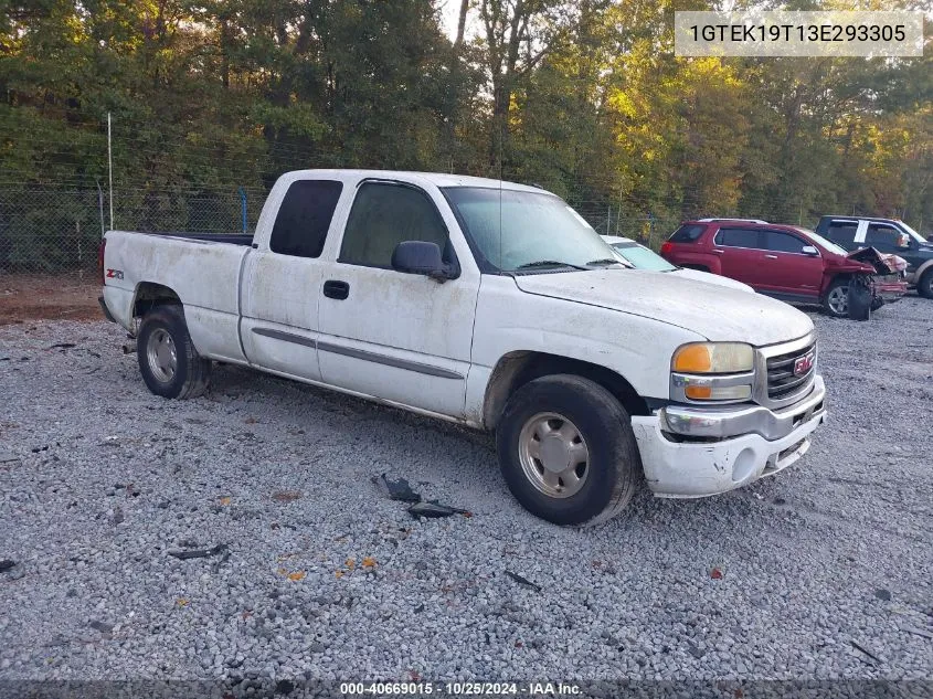 2003 GMC Sierra 1500 Slt VIN: 1GTEK19T13E293305 Lot: 40669015