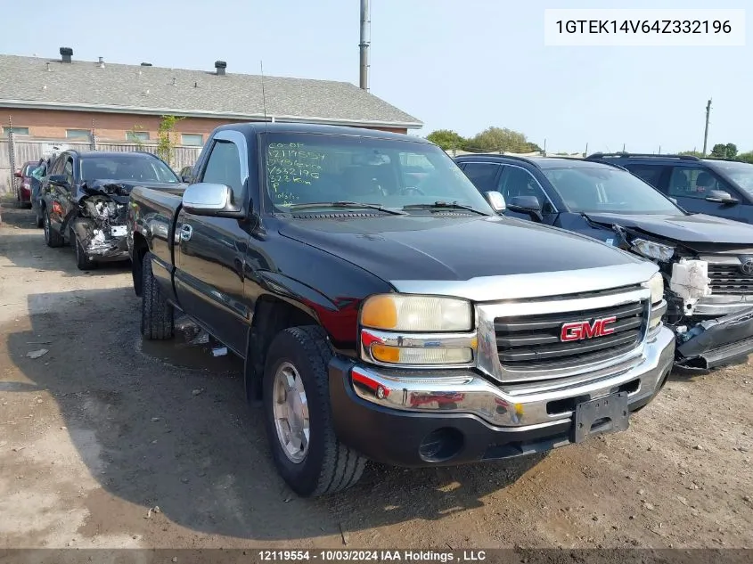 2004 GMC Sierra 1500 VIN: 1GTEK14V64Z332196 Lot: 12119554