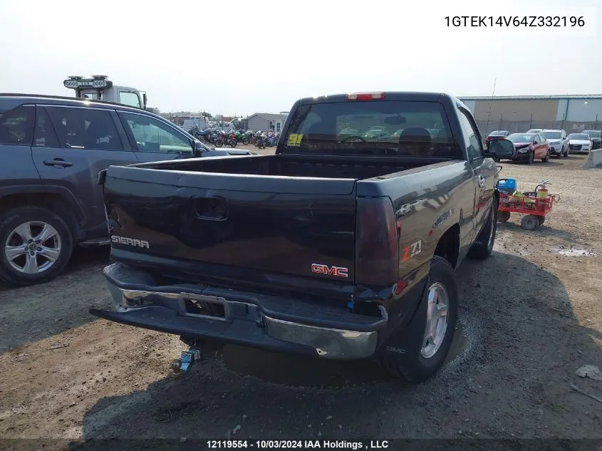 2004 GMC Sierra 1500 VIN: 1GTEK14V64Z332196 Lot: 12119554