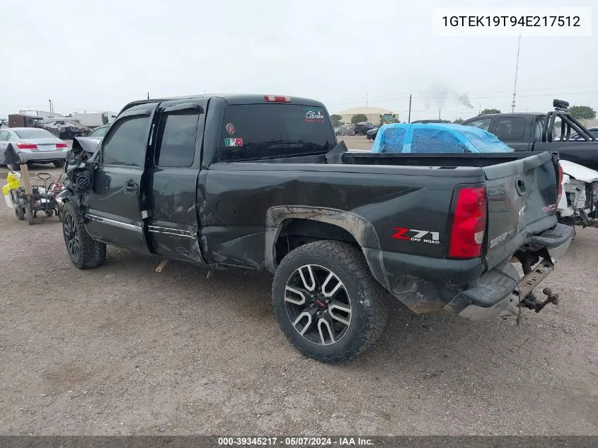 2004 GMC Sierra 1500 Slt VIN: 1GTEK19T94E217512 Lot: 39345217