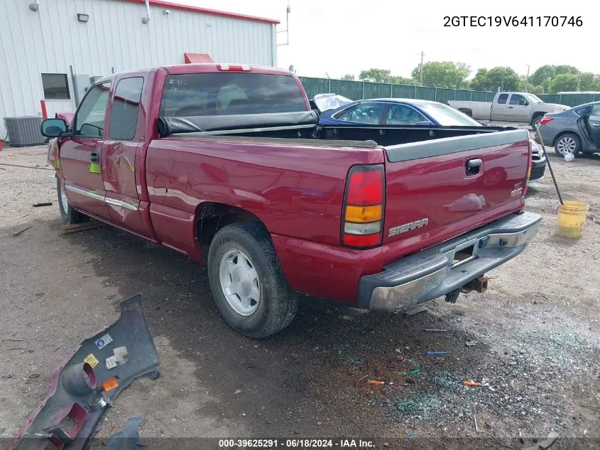 2004 GMC Sierra 1500 Sle VIN: 2GTEC19V641170746 Lot: 39625291