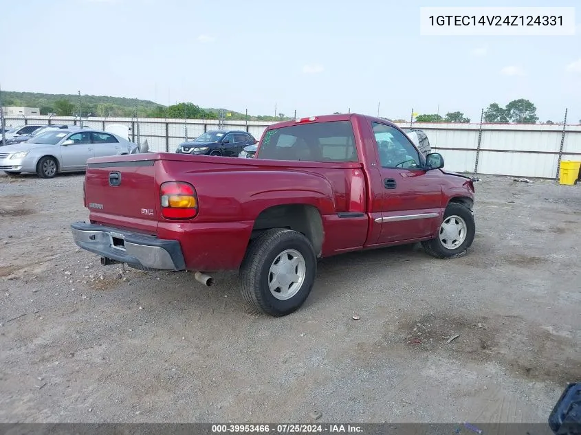 2004 GMC Sierra 1500 Sle VIN: 1GTEC14V24Z124331 Lot: 39953466