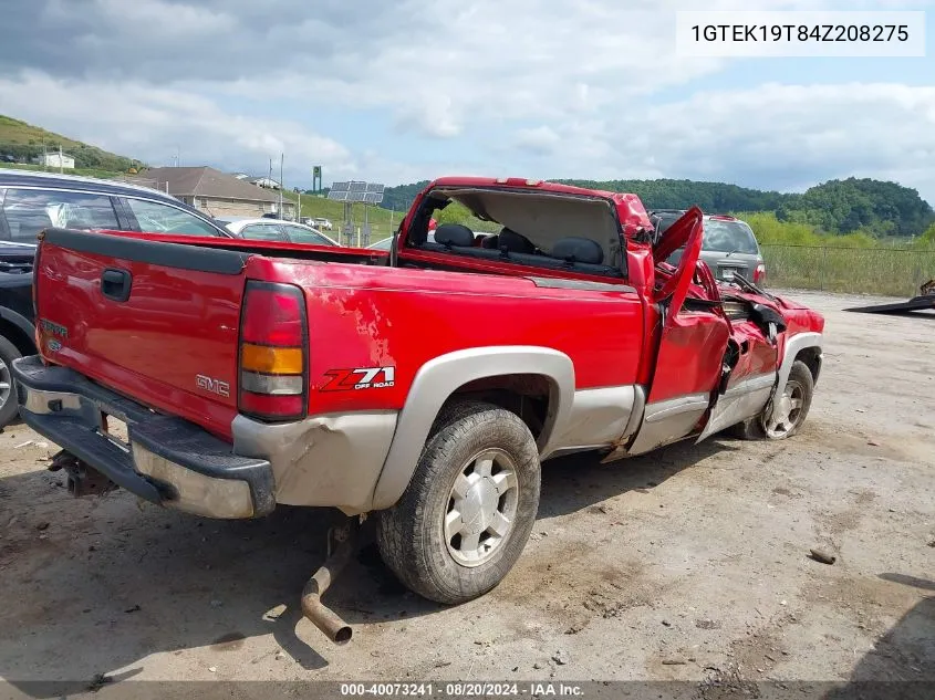 2004 GMC Sierra 1500 Slt VIN: 1GTEK19T84Z208275 Lot: 40073241