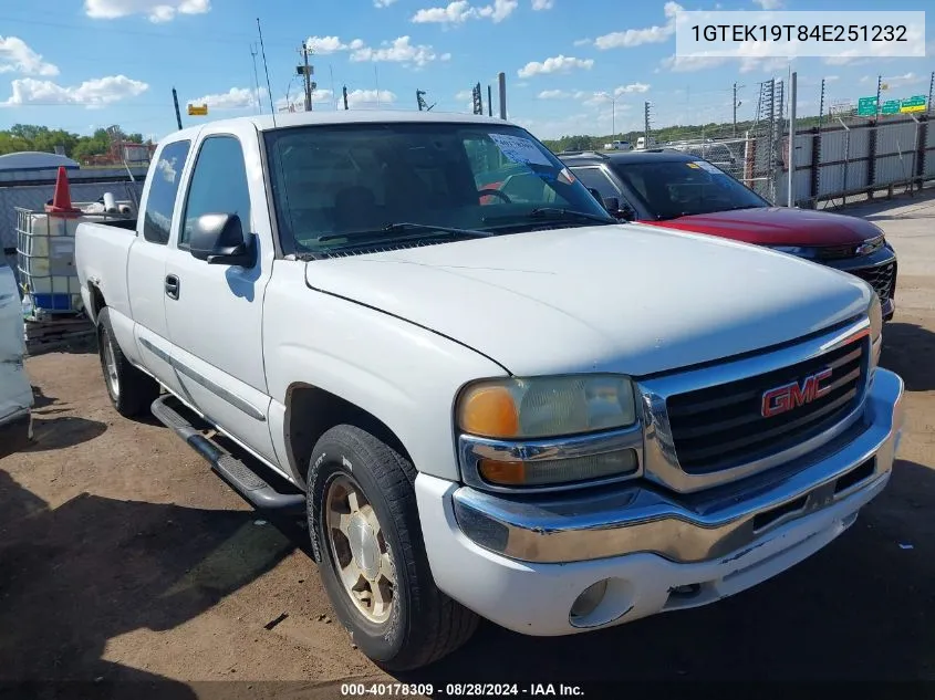 2004 GMC Sierra 1500 Sle VIN: 1GTEK19T84E251232 Lot: 40613099