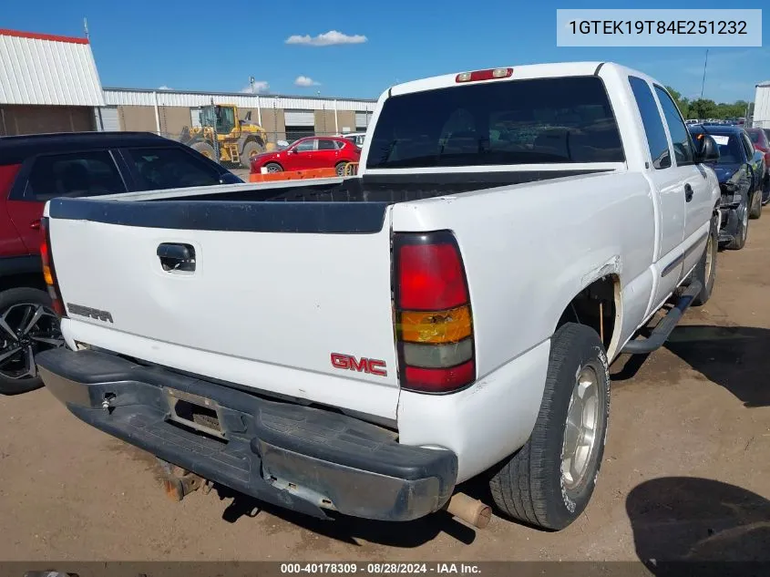 2004 GMC Sierra 1500 Sle VIN: 1GTEK19T84E251232 Lot: 40613099