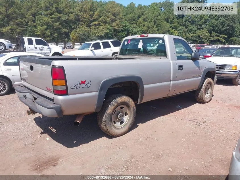 2004 GMC Sierra 2500Hd Work Truck VIN: 1GTHK24U94E392703 Lot: 40192655