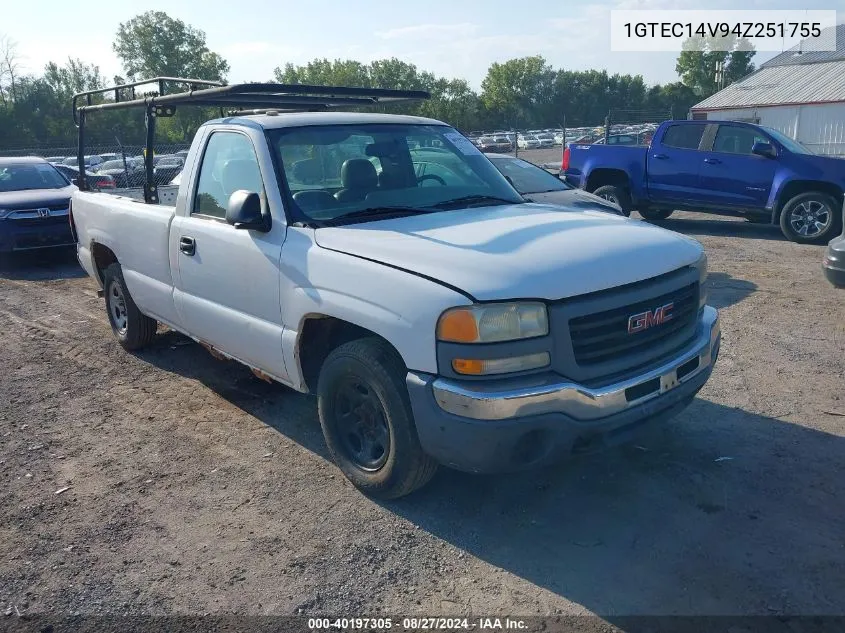 2004 GMC Sierra 1500 Work Truck VIN: 1GTEC14V94Z251755 Lot: 40197305