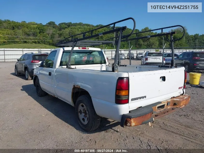 2004 GMC Sierra 1500 Work Truck VIN: 1GTEC14V94Z251755 Lot: 40197305