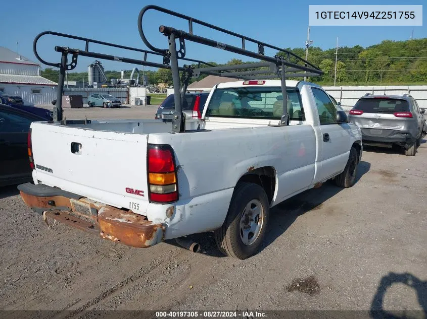 2004 GMC Sierra 1500 Work Truck VIN: 1GTEC14V94Z251755 Lot: 40197305