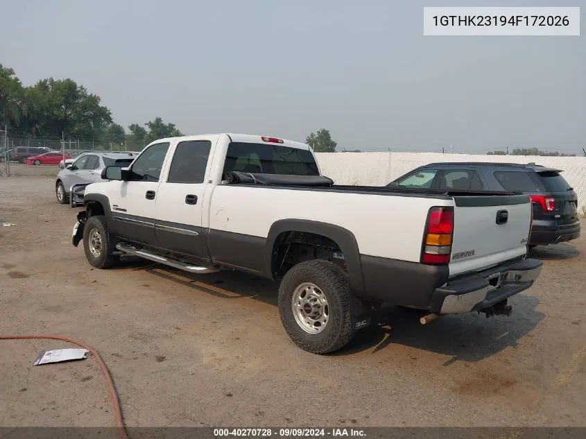 2004 GMC Sierra 2500Hd Sle VIN: 1GTHK23194F172026 Lot: 40270728