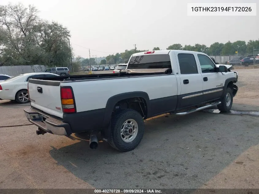 2004 GMC Sierra 2500Hd Sle VIN: 1GTHK23194F172026 Lot: 40270728