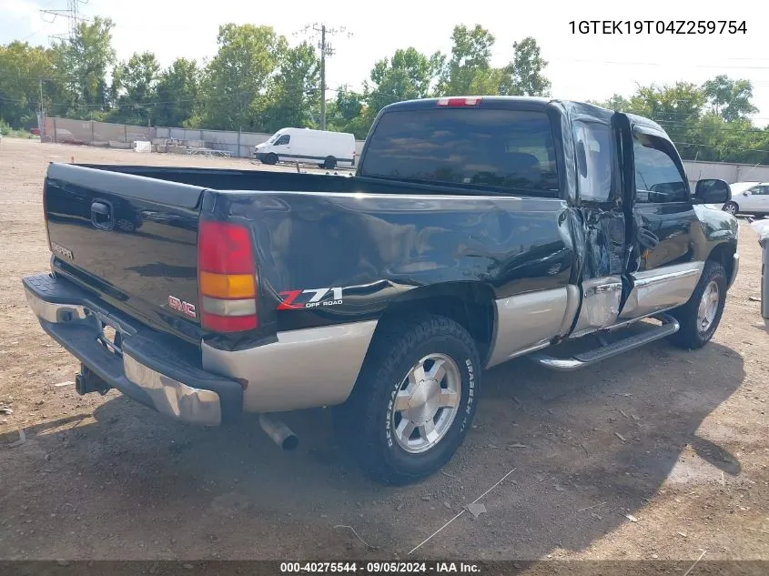 2004 GMC Sierra 1500 Slt VIN: 1GTEK19T04Z259754 Lot: 40275544