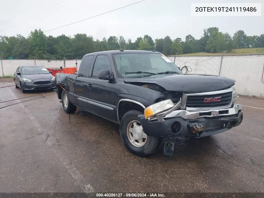 2004 GMC Sierra 1500 Sle VIN: 2GTEK19T241119486 Lot: 40286127