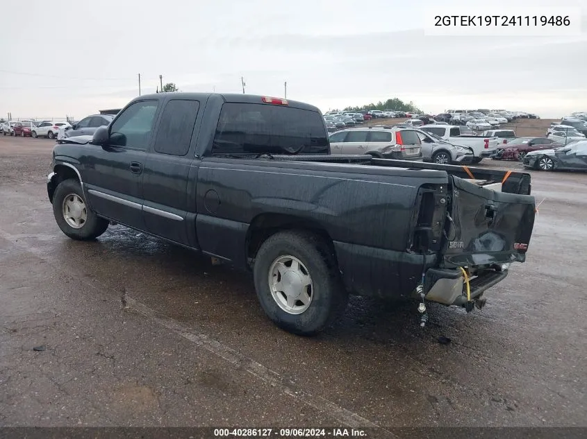 2004 GMC Sierra 1500 Sle VIN: 2GTEK19T241119486 Lot: 40286127