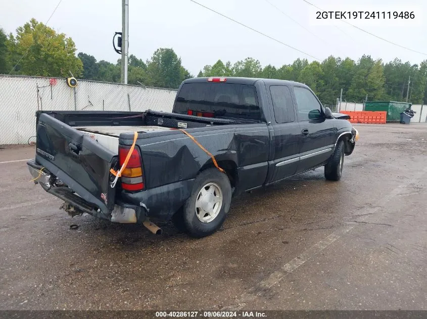 2004 GMC Sierra 1500 Sle VIN: 2GTEK19T241119486 Lot: 40286127