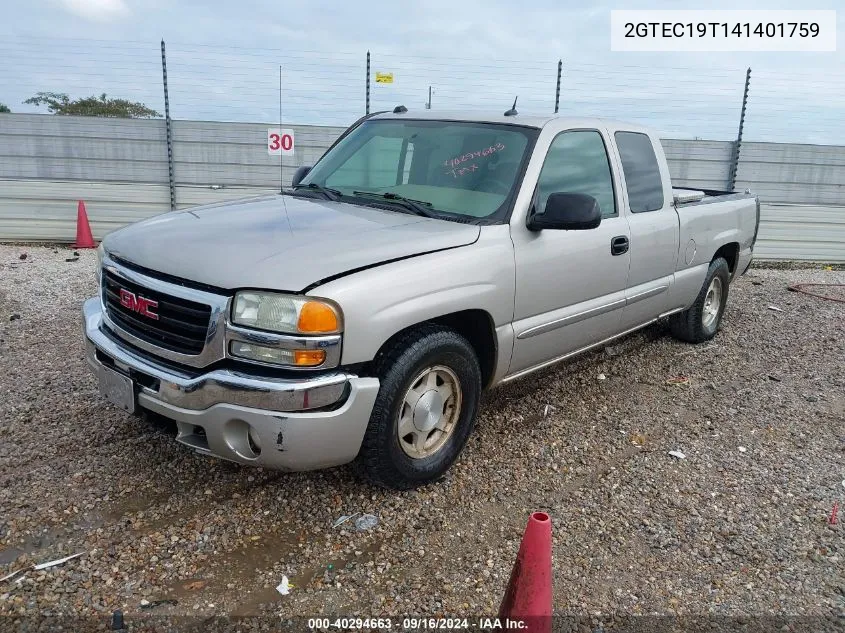 2004 GMC Sierra 1500 Sle VIN: 2GTEC19T141401759 Lot: 40294663