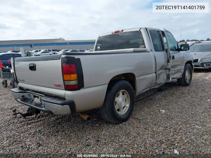 2004 GMC Sierra 1500 Sle VIN: 2GTEC19T141401759 Lot: 40294663