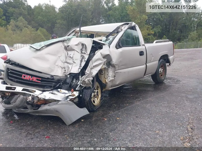 2004 GMC Sierra 1500 Work Truck VIN: 1GTEC14X64Z151226 Lot: 40311886