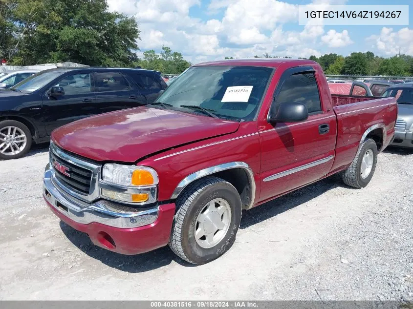 2004 GMC Sierra 1500 Sle VIN: 1GTEC14V64Z194267 Lot: 40381516