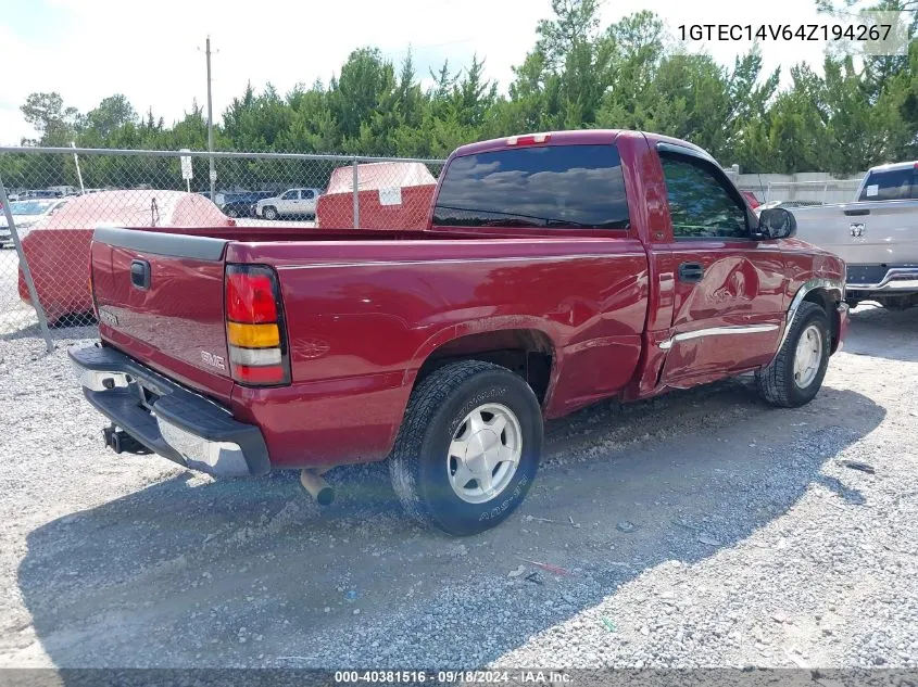 2004 GMC Sierra 1500 Sle VIN: 1GTEC14V64Z194267 Lot: 40381516