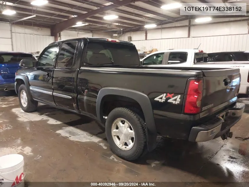 2004 GMC Sierra 1500 Sle/Slt/Work Truck VIN: 1GTEK19T74E338152 Lot: 40392946