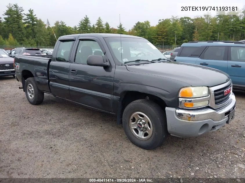 2004 GMC Sierra 1500 VIN: 2GTEK19V741193181 Lot: 40411474