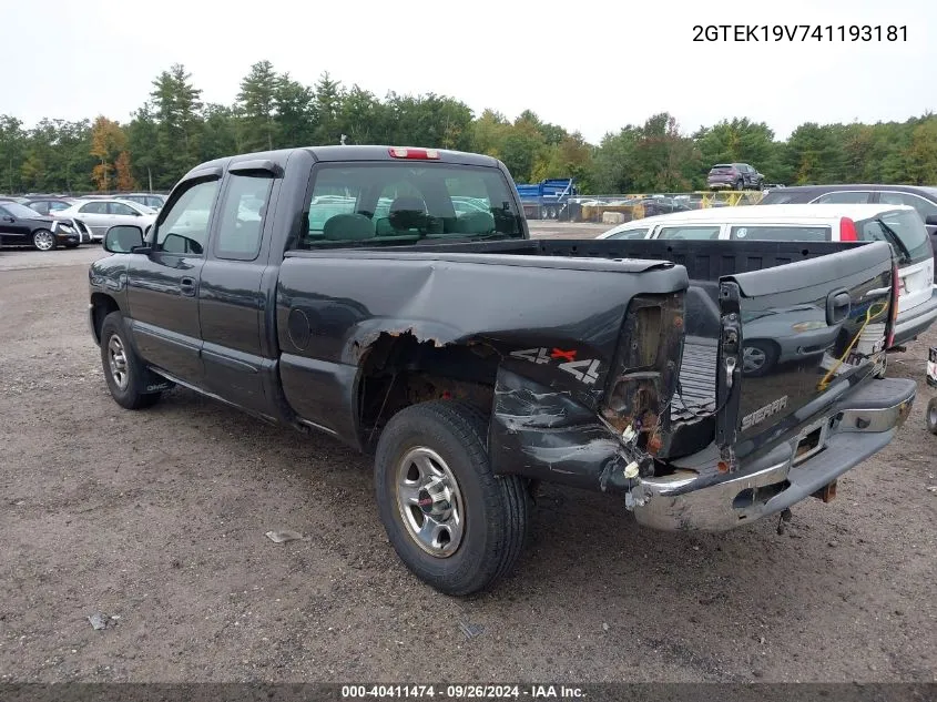 2004 GMC Sierra 1500 VIN: 2GTEK19V741193181 Lot: 40411474